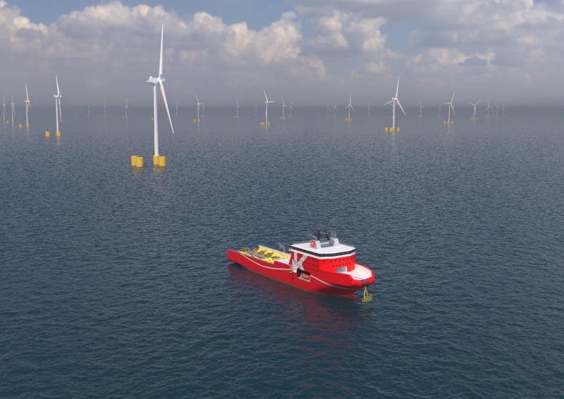 Image of the multi-functional floating offshore windfarm support vessel (MFSV) *³, expected to be used in mooring installation