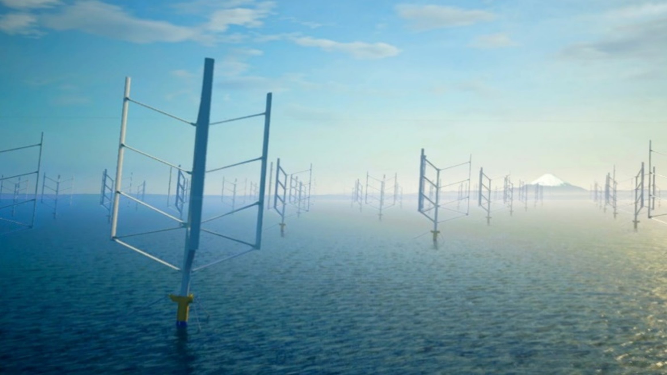Image of a floating axis wind turbine (FAWT) wind farm