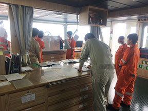 Seafarers meeting on board.